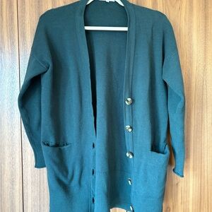 Madewell Green Cardigan Sweater V-Neck Knit